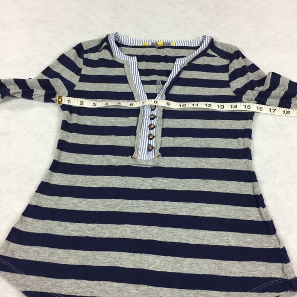 Anthropologie Little Yellow Button Top Size Extra Small Womens Blue Grey Stripef - Picture 8 of 10